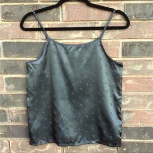 Witchy satin moon pattern black camisole top witchcore whimsygoth